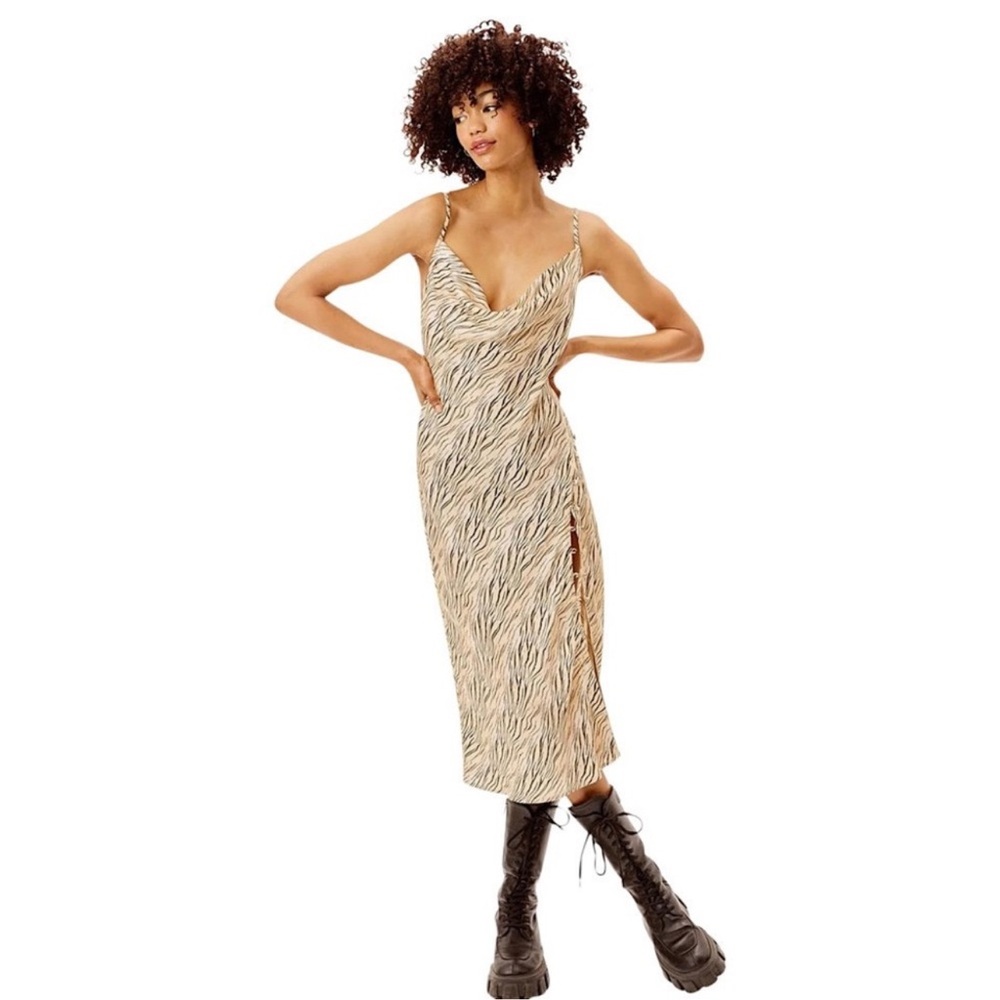 For Love And Lemons Joselyn Zebra Print Midi Dress